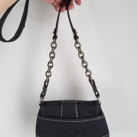 Kathy Van Zeeland Black Mini Crossbody I Chain Strap, Signature Logo, Crown Buck - Picture 3 of 11